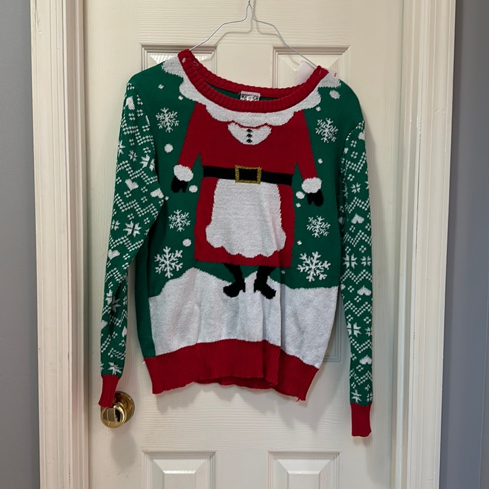Kids/juniors holiday tacky Christmas sweater. Mrs. Claus. Size XL (kids 14/16).